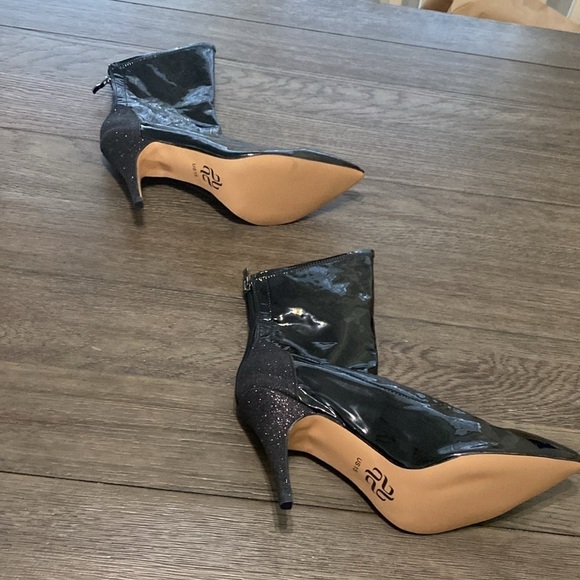 NWT BURJU Savage Ankle Closed Pointed Toe Wet Look With Sparkle Heel 15 - Picture 4 of 9